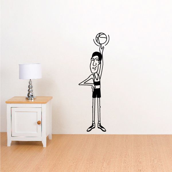 Image of Cartoon Basketball Player Spinning Ball with Finger Decal