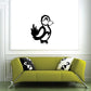 Wall decal of cartoon blushing bird, black bird with blush cheeks