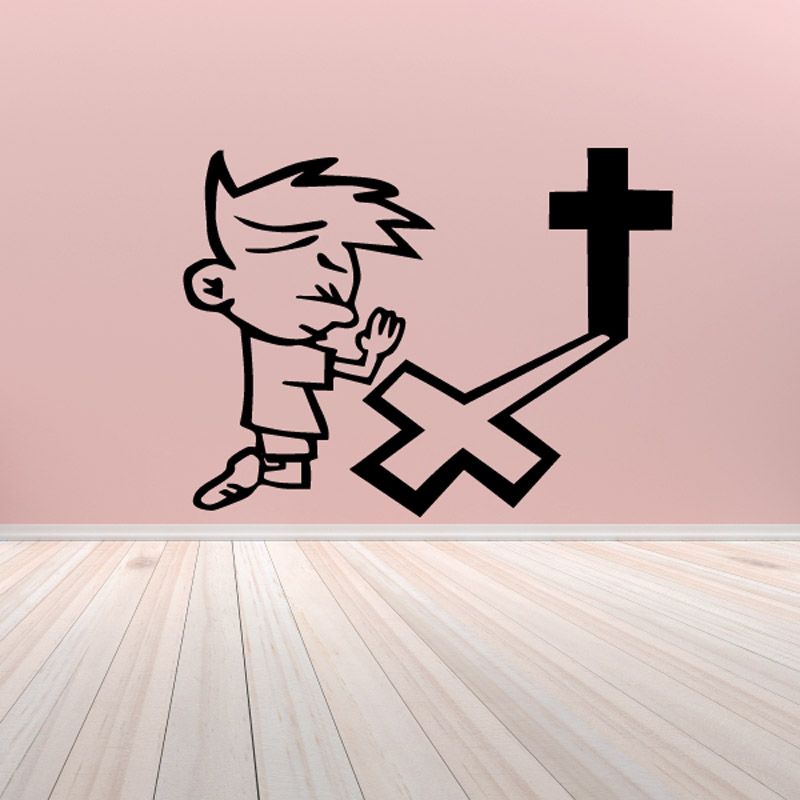 Image of Cartoon Boy Kneeling Praying Decal