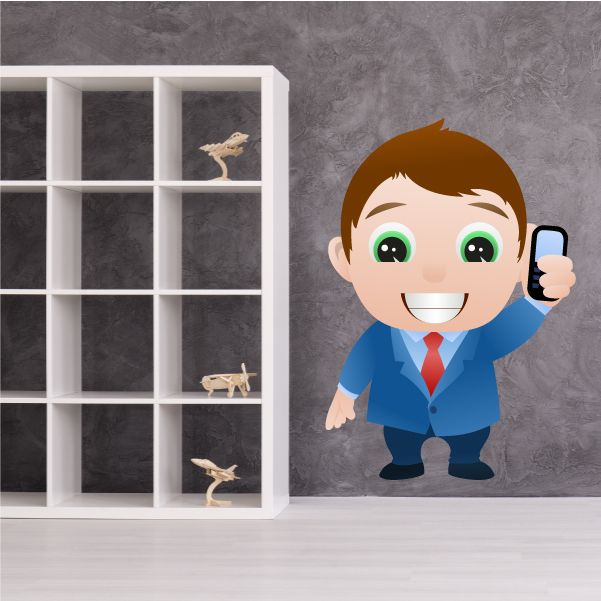 Image of Cartoon Businessman Wall Decal - Vinyl Sticker - Car Sticker - IDCOLOR005