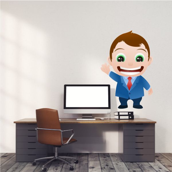 Image of Cartoon Businessman Wall Decal - Vinyl Sticker - Car Sticker - IDCOLOR008
