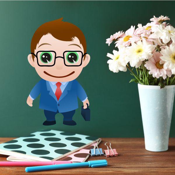 Image of Cartoon Businessman Wall Decal - Vinyl Sticker - Car Sticker - IDCOLOR012