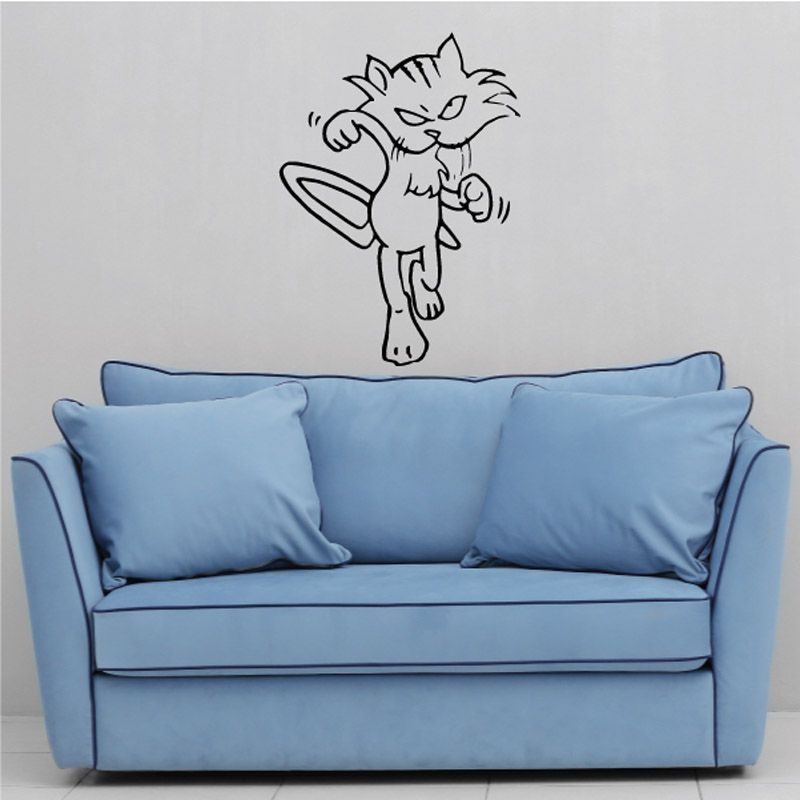 Image of Cartoon Cat Fighting Decal