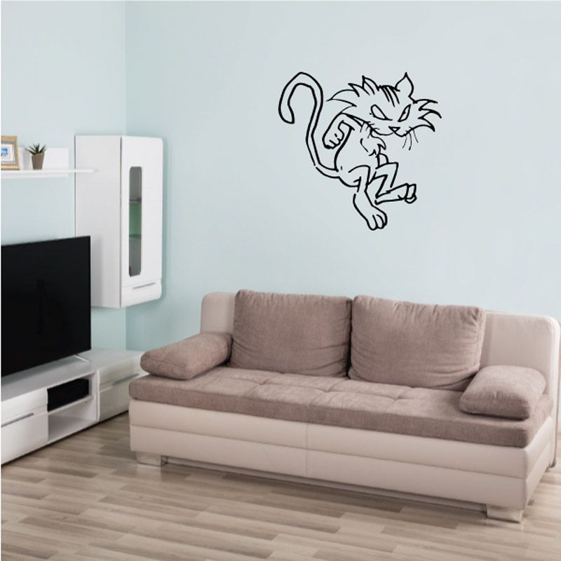 Image of Cartoon Cat Leaping Decal