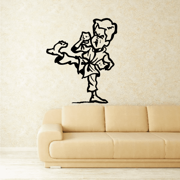 Image of Cartoon Child High Kick Kung Fu Decal