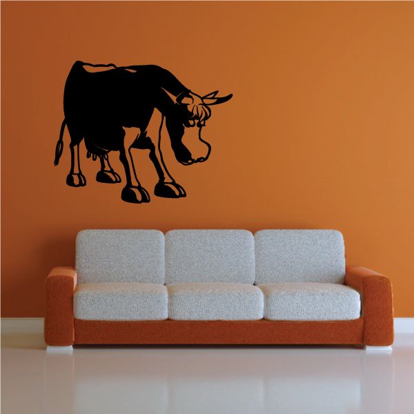 Image of Cartoon Cow Cattle Head Lowered Decal