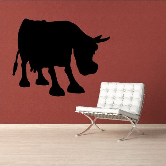 Image of Cartoon Cow Cattle Head Lowered Silhouette Decal