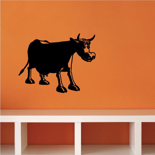 Image of Cartoon Cow Cattle Posed Decal