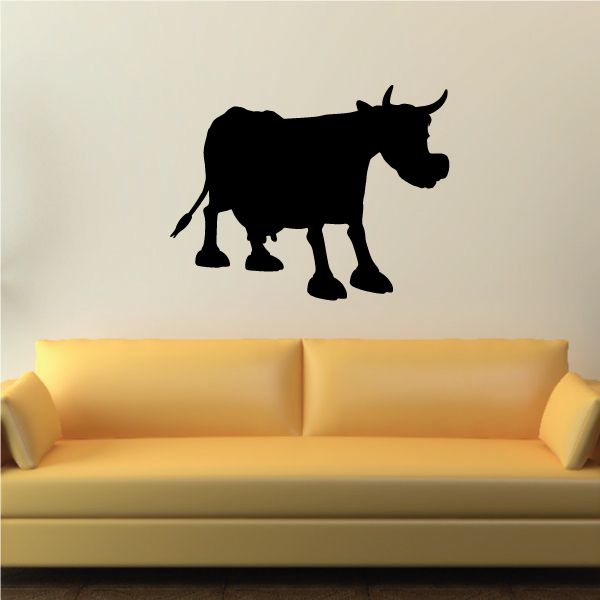 Image of Cartoon Cow Cattle Posed Silhouette Decal