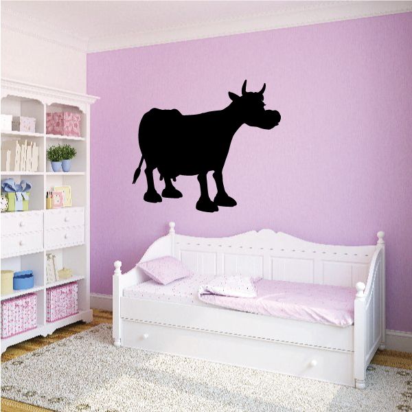 Image of Cartoon Cow Cattle Silhouette Decal