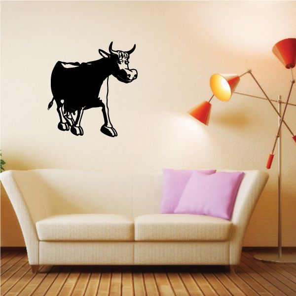 Image of Cartoon Cow Cattle Walking Decal