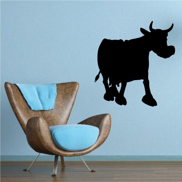 Image of Cartoon Cow Cattle Walking Silhouette Decal