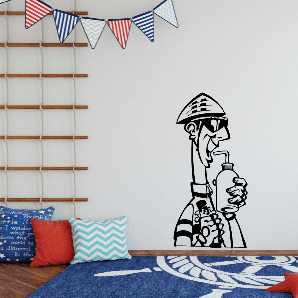 Image of Cartoon Cyclist Drinking Re-hydrating Decal