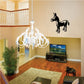 Cartoon donkey wall decal with black outline silhouette, small ears, and tail