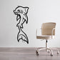 Cartoon fanged fish wall decal, black outline with open mouth and sharp teeth