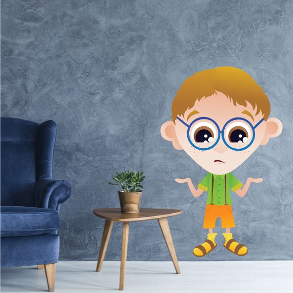 Image of Unsure Nerd Cartoon Sticker