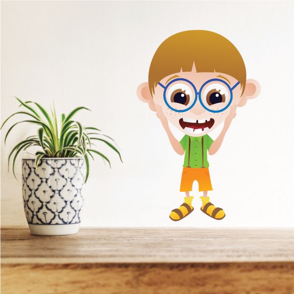 Image of Excited Nerd Cartoon Sticker
