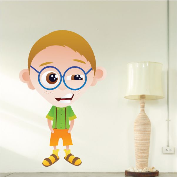 Image of Thinking Nerd Cartoon Sticker
