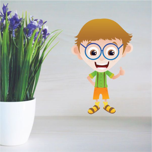 Image of Happy Nerd Cartoon Sticker