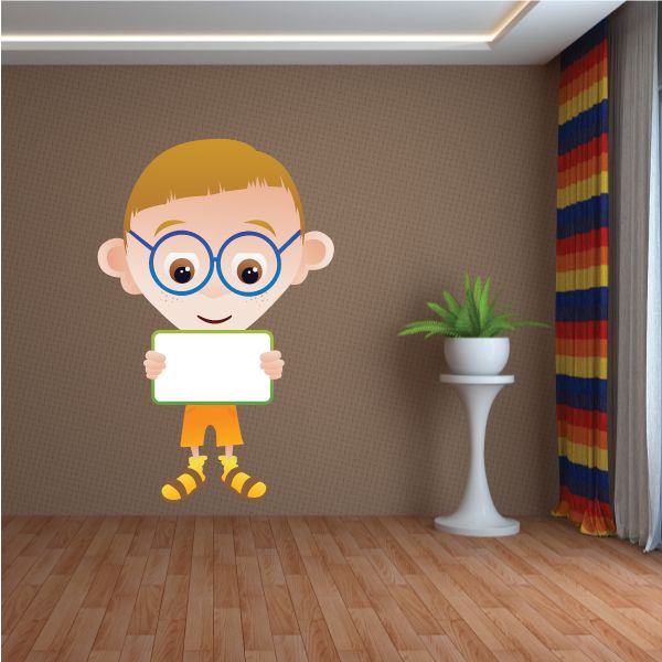 Image of Blank Sign Nerd Cartoon Sticker