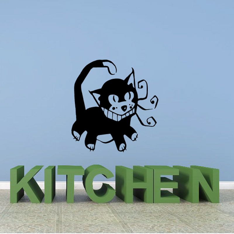 Image of Cartoon Grinning Kitten Decal