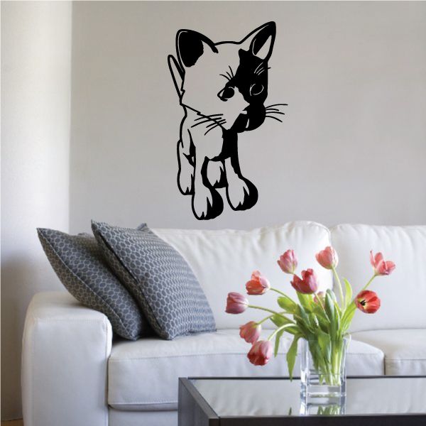 Image of Cartoon Kitten Looking to the Side Decal