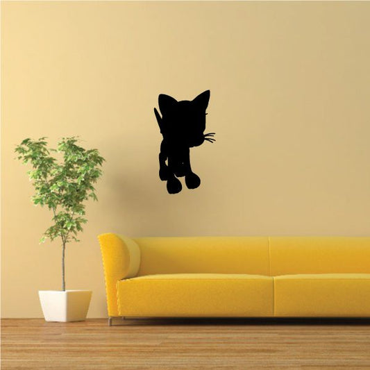 Image of Cartoon Kitten Looking to the Side Silhouette Decal