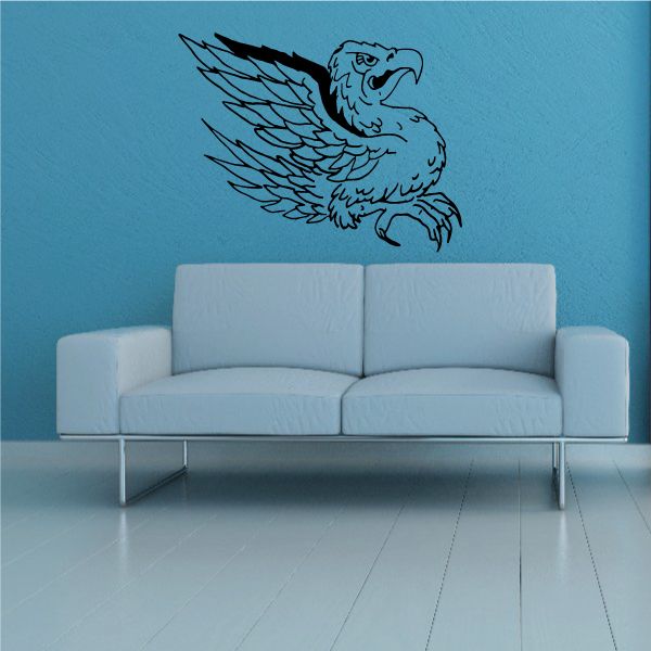 Image of Cartoon Open Wings Eagle Decal