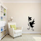 Cartoon rooster wall decal, black silhouette with standing pose and tail feathers