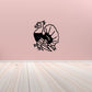 Cartoon sitting turkey decal in black line art, sitting on legs