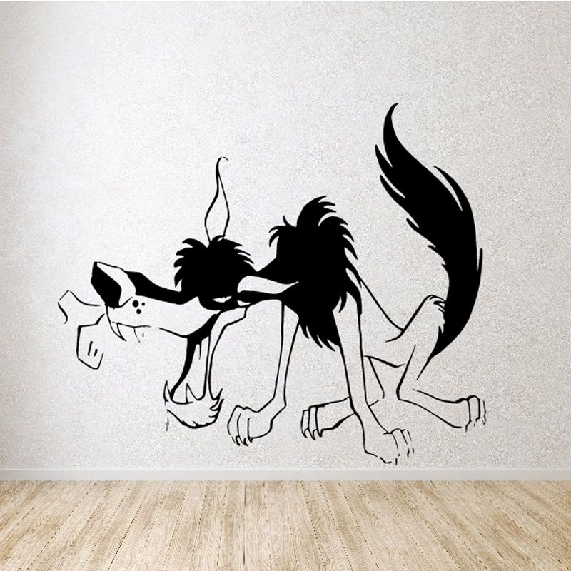 Image of Cartoon Sneaky Wolf Decal