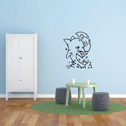 Image of Cartoon Splashing Dolphin and Moon Decal