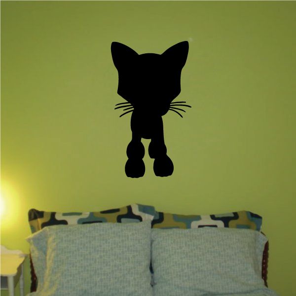 Image of Cartoon Staring Cute Kitten Silhouette Decal