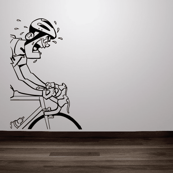 Image of Cartoon Sweaty and Determined Cyclist Decal