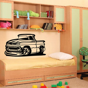 Cartoon truck wall decal vinyl sticker with black outlined pickup truck