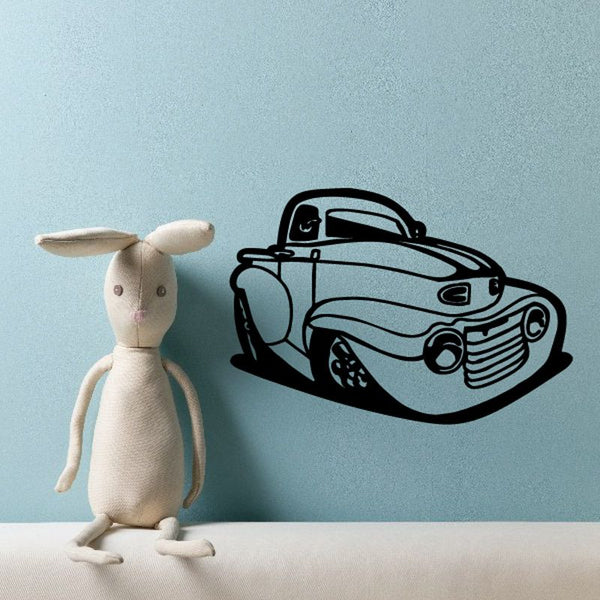 Cartoon truck wall decal: blue truck with black outline