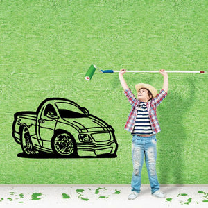 Cartoon truck wall decal vinyl with black line-drawn pickup truck design