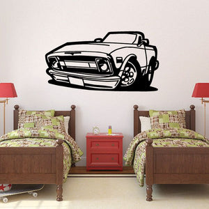 Cartoon truck wall decal, black-and-white vinyl car sticker with bold outline