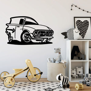 Cartoon truck wall decal with companion animal and heart-shaped accent