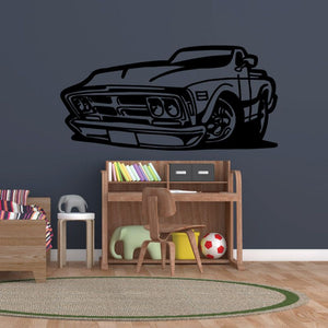 Cartoon truck wall decal in black, vinyl outline of a pickup front