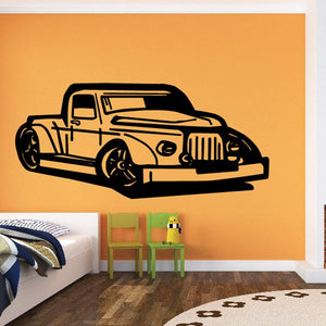 Cartoon truck wall decal with black outline