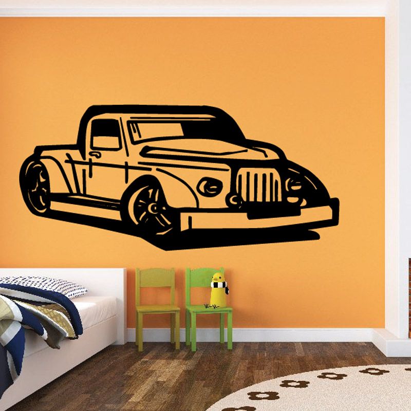 Cartoon truck wall decal with black outline