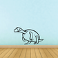 Cartoon turtle decal, light teal body with black outline, side view stretching left