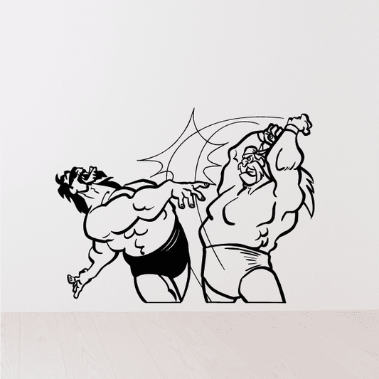 Image of Cartoon Wrestlers Decal