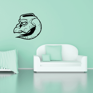Carved horns masquerade mask decal with black outline, decorative half-mask design.
