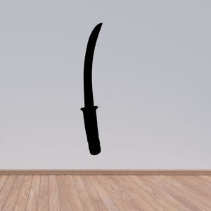 Black dagger decal with curved blade and handle silhouette