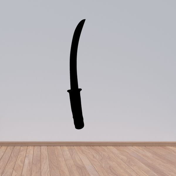 Black dagger decal with curved blade and handle silhouette