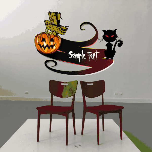 Image of Cat and Pumpkin Halloween Custom Printed Die Cut Decal