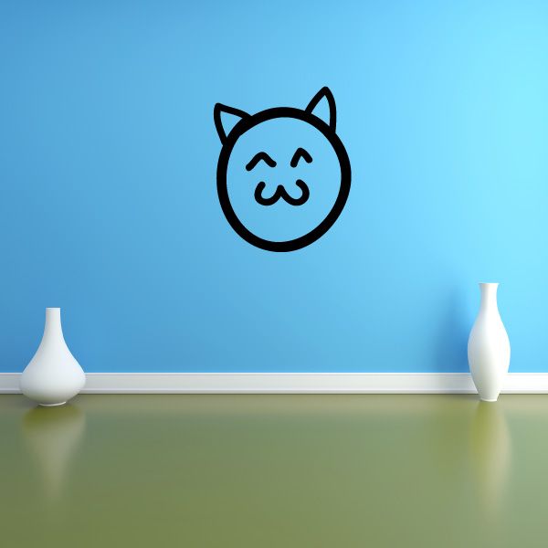 Image of Cat Ears Smiley Emoticondoodle Wall Decal - Vinyl Decal - Car Decal - Id015