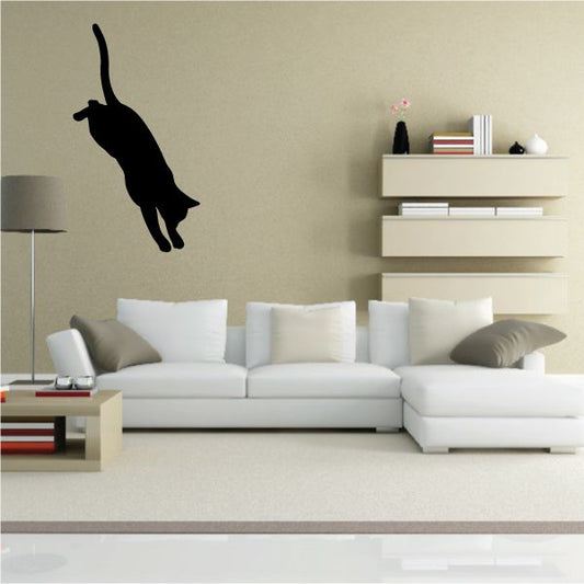 Image of Cat Jumping Down Silhouette Decal